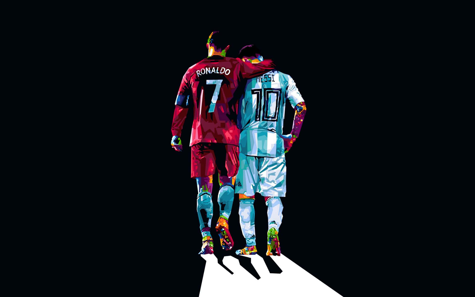 Ronaldoand Messi Soccer Legends Artwork Wallpaper