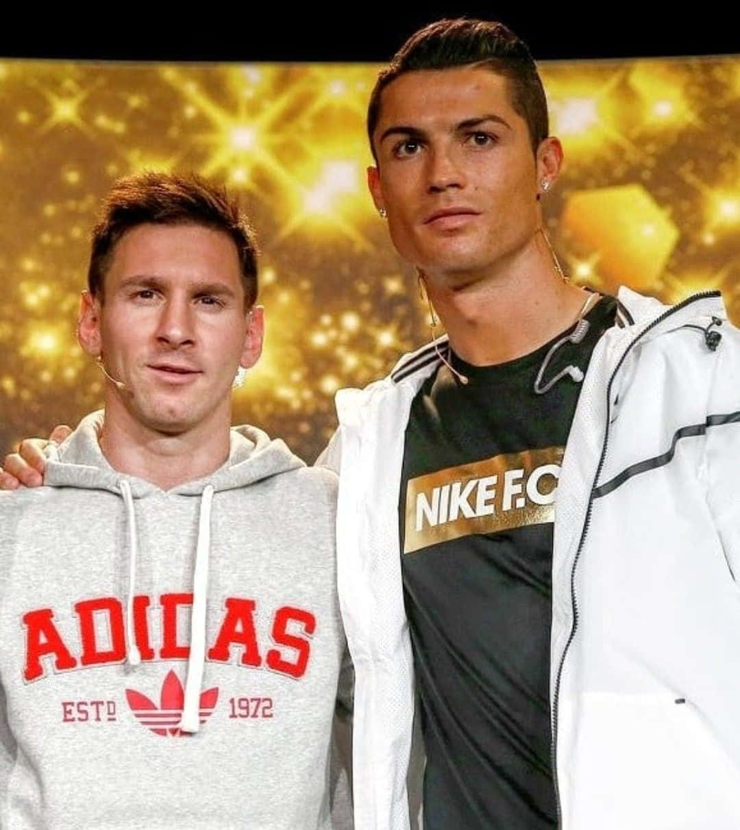 Ronaldo En Messi Sportieve Rivaliteit Merken Achtergrond