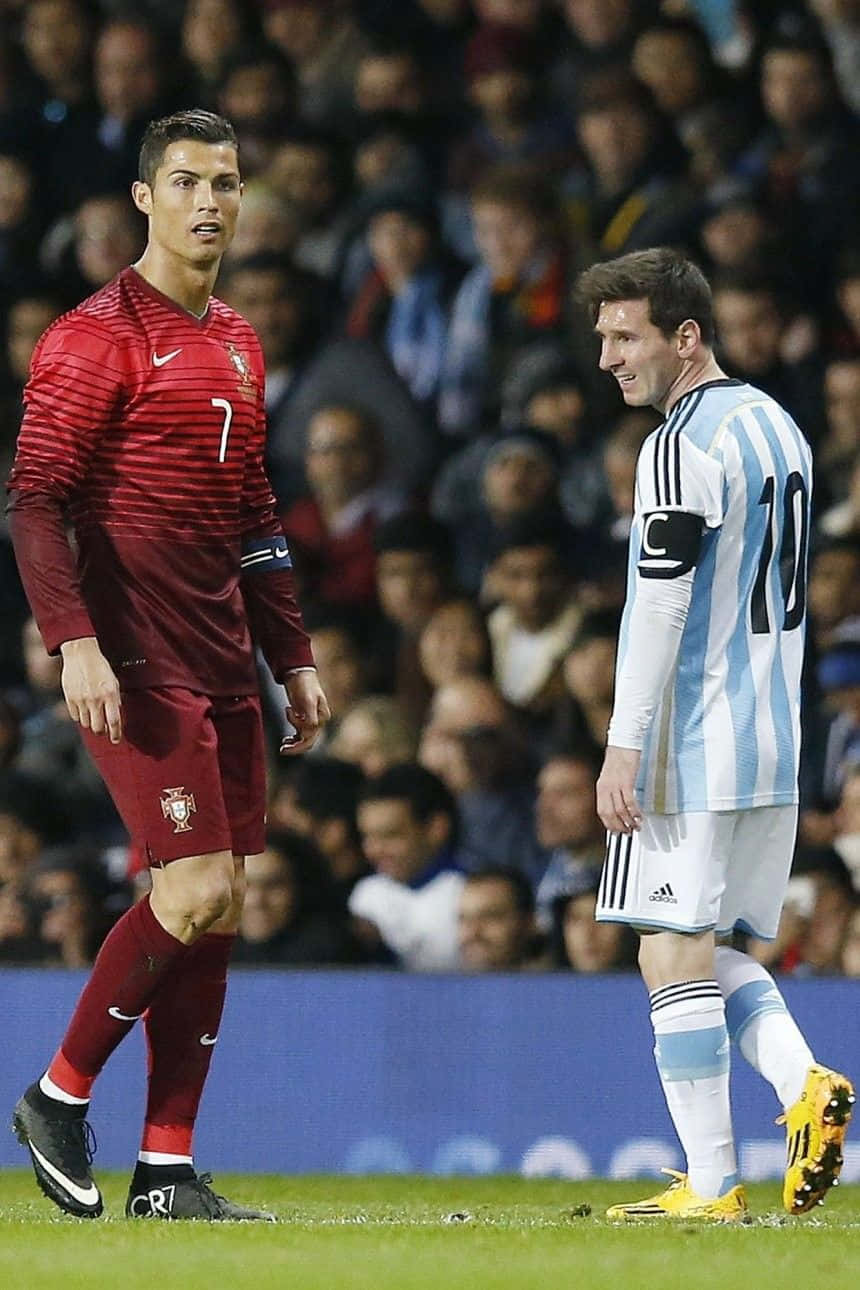 Ronaldo Vs Messi Voetbal Rivalen Achtergrond