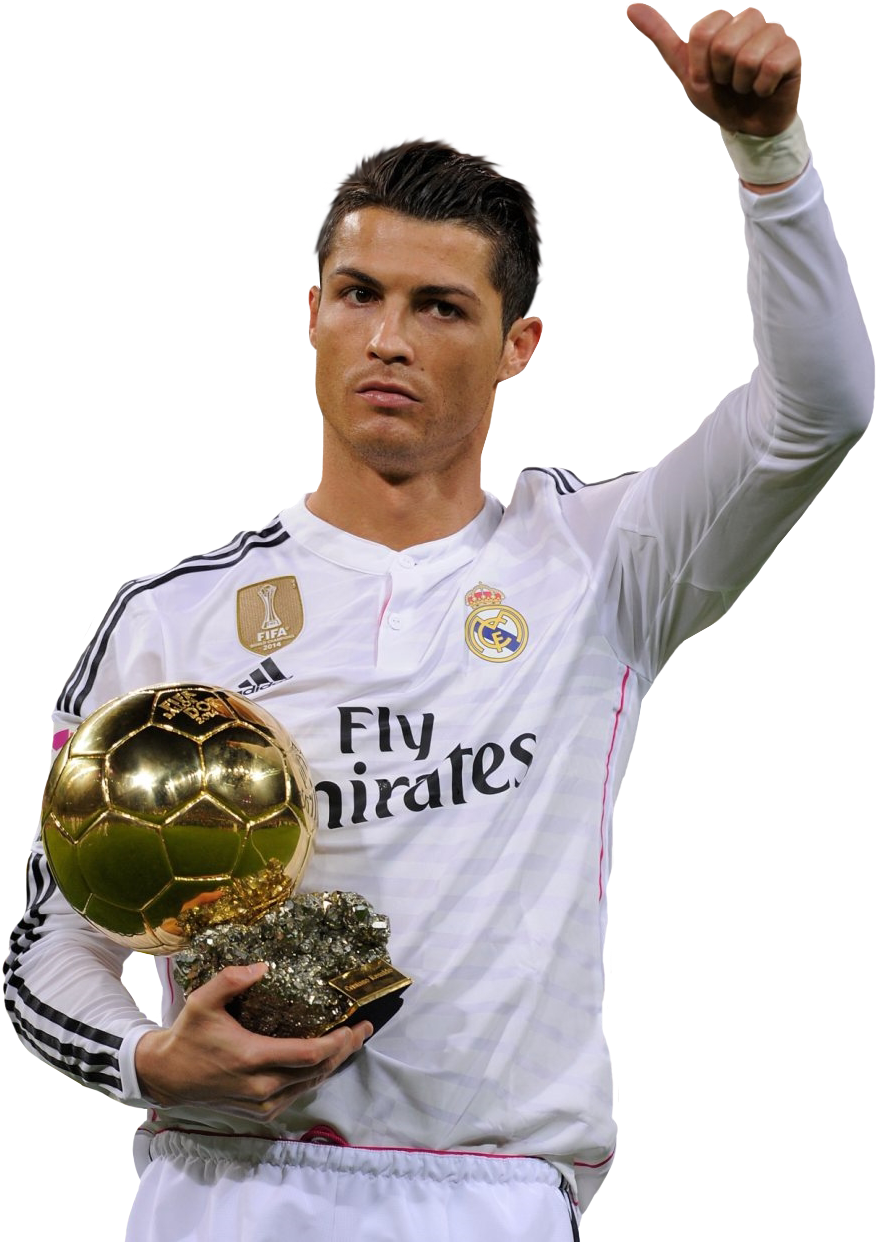 Ronaldowith Golden Ball Trophy PNG