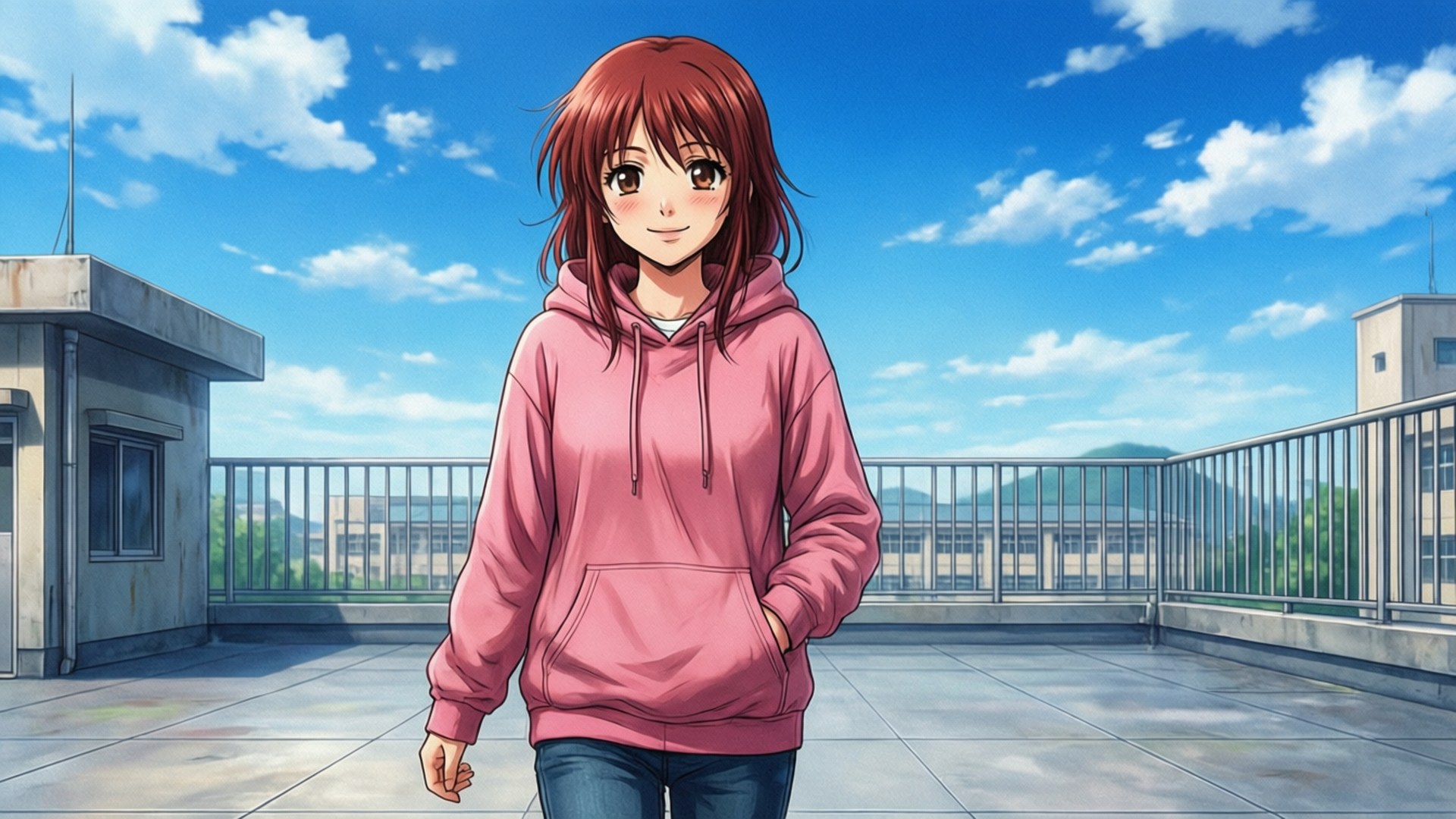 Chizuru på taget Wallpapers
