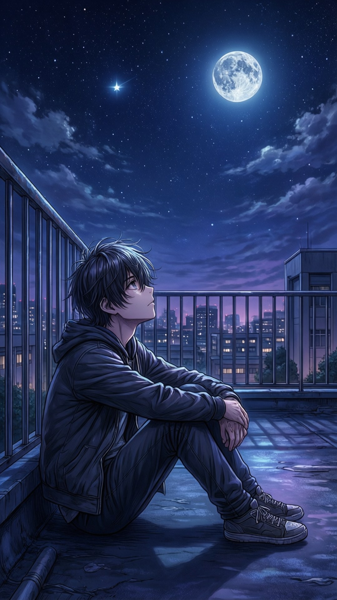 Rooftop Moon Wallpaper