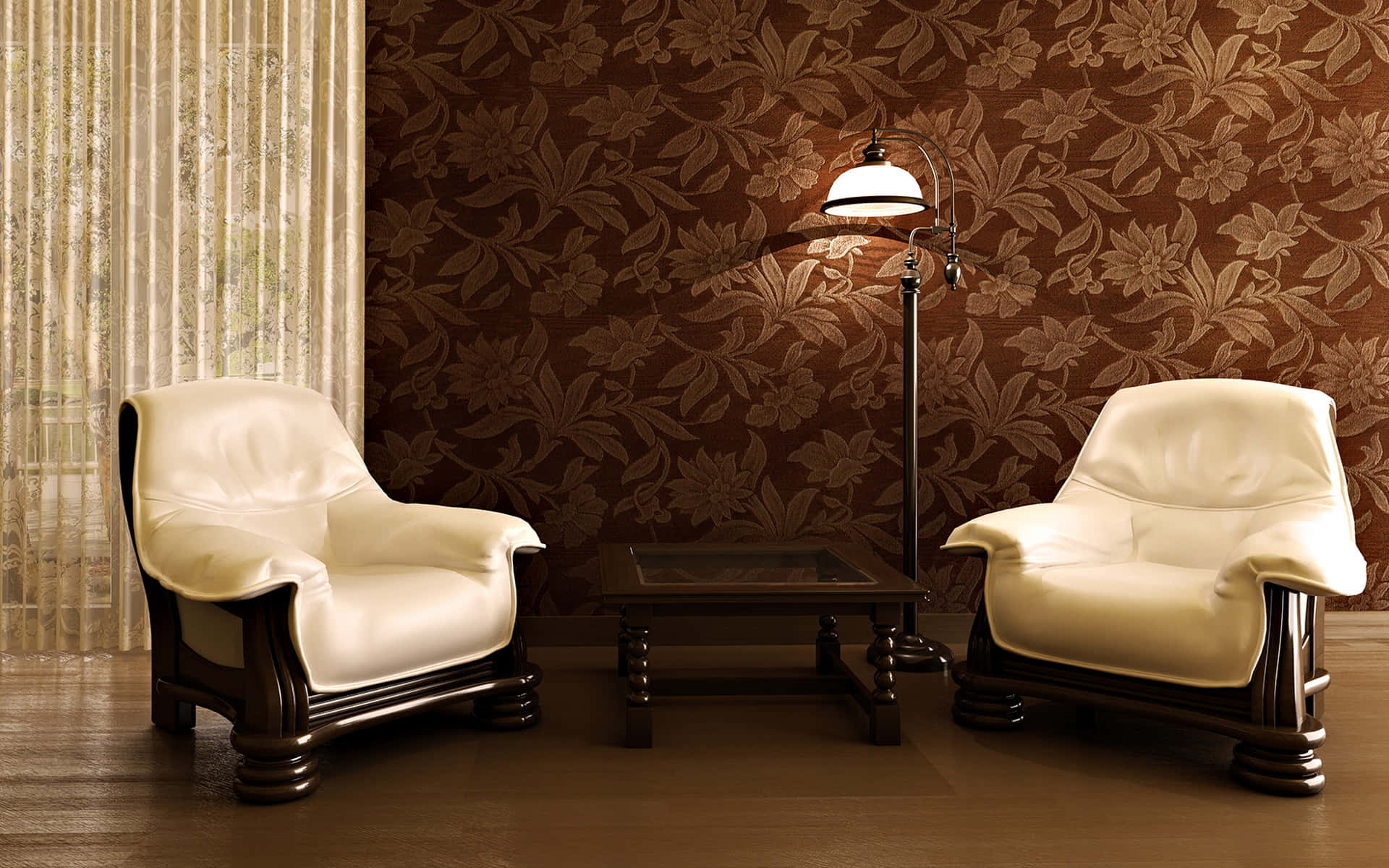 Floral Brown Wall Room Background