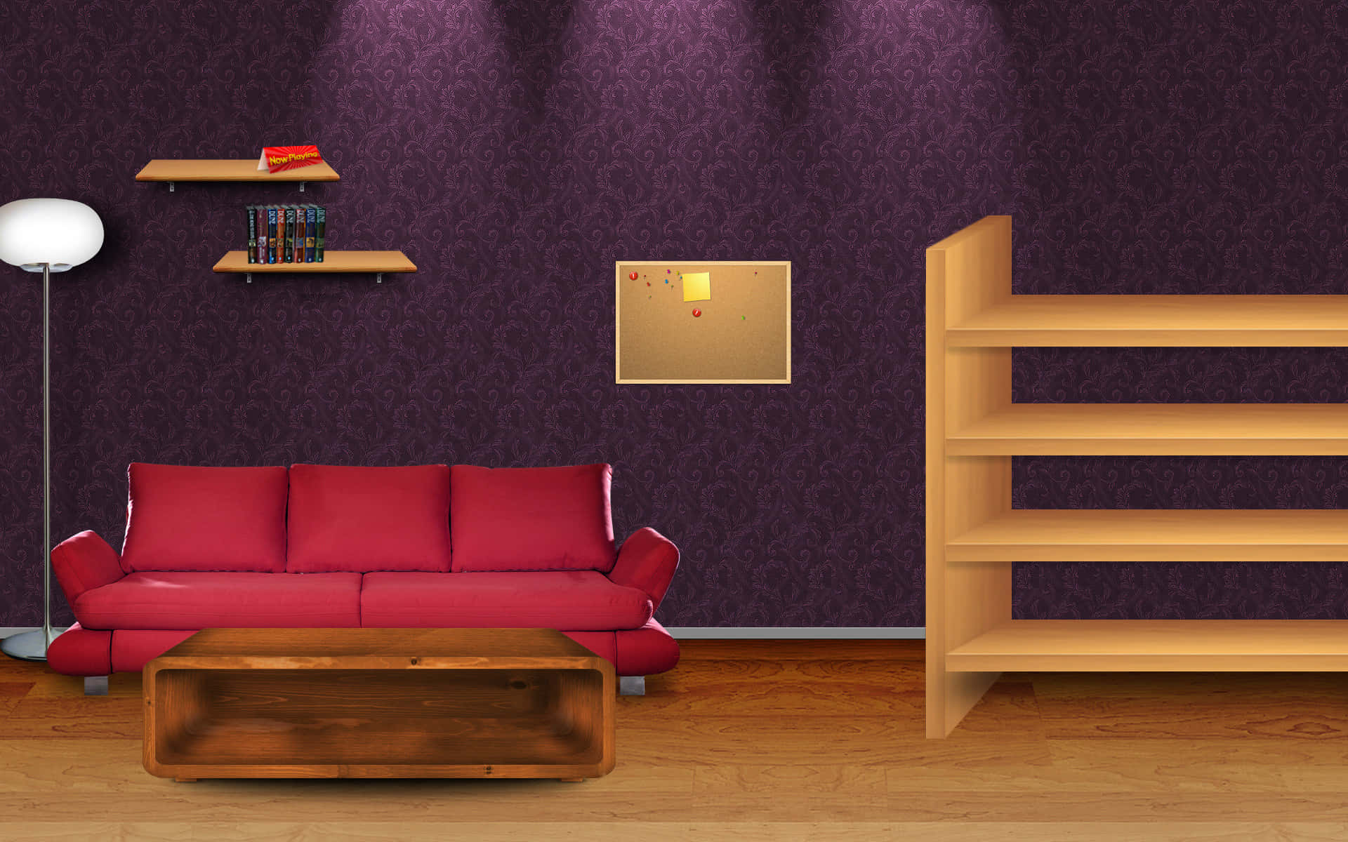 Room With Couch And Bookshelf Background
