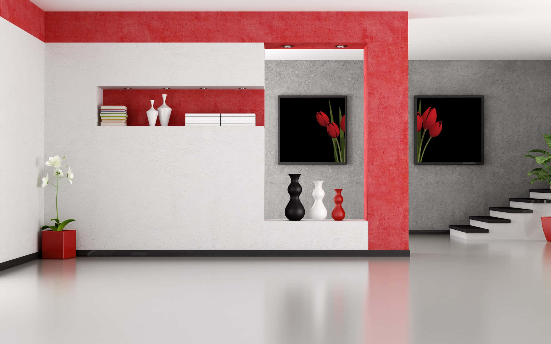 Red And White Room Background