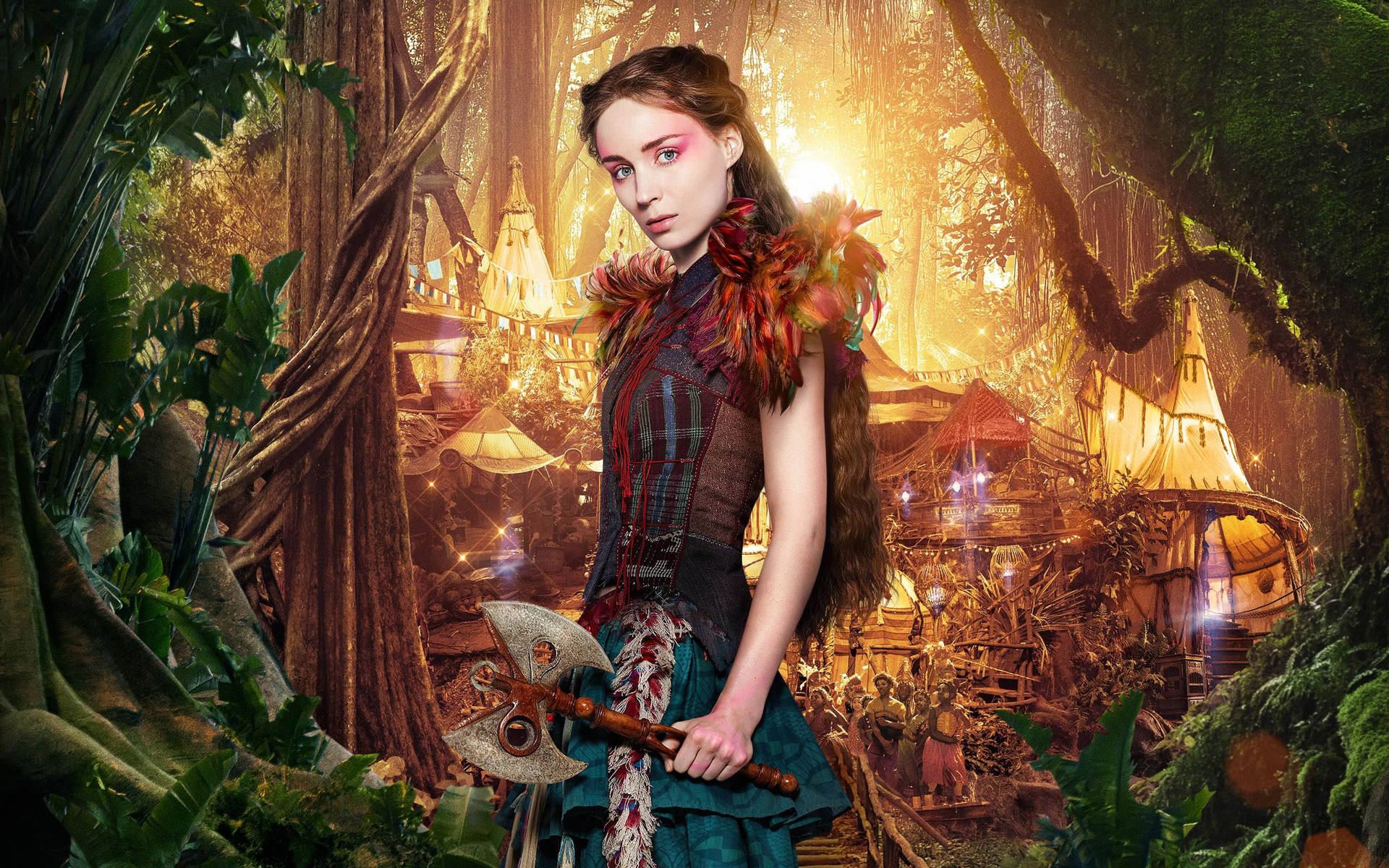 Hollywood actress Rooney Mara in a jungle-themed outfit Wallpaper