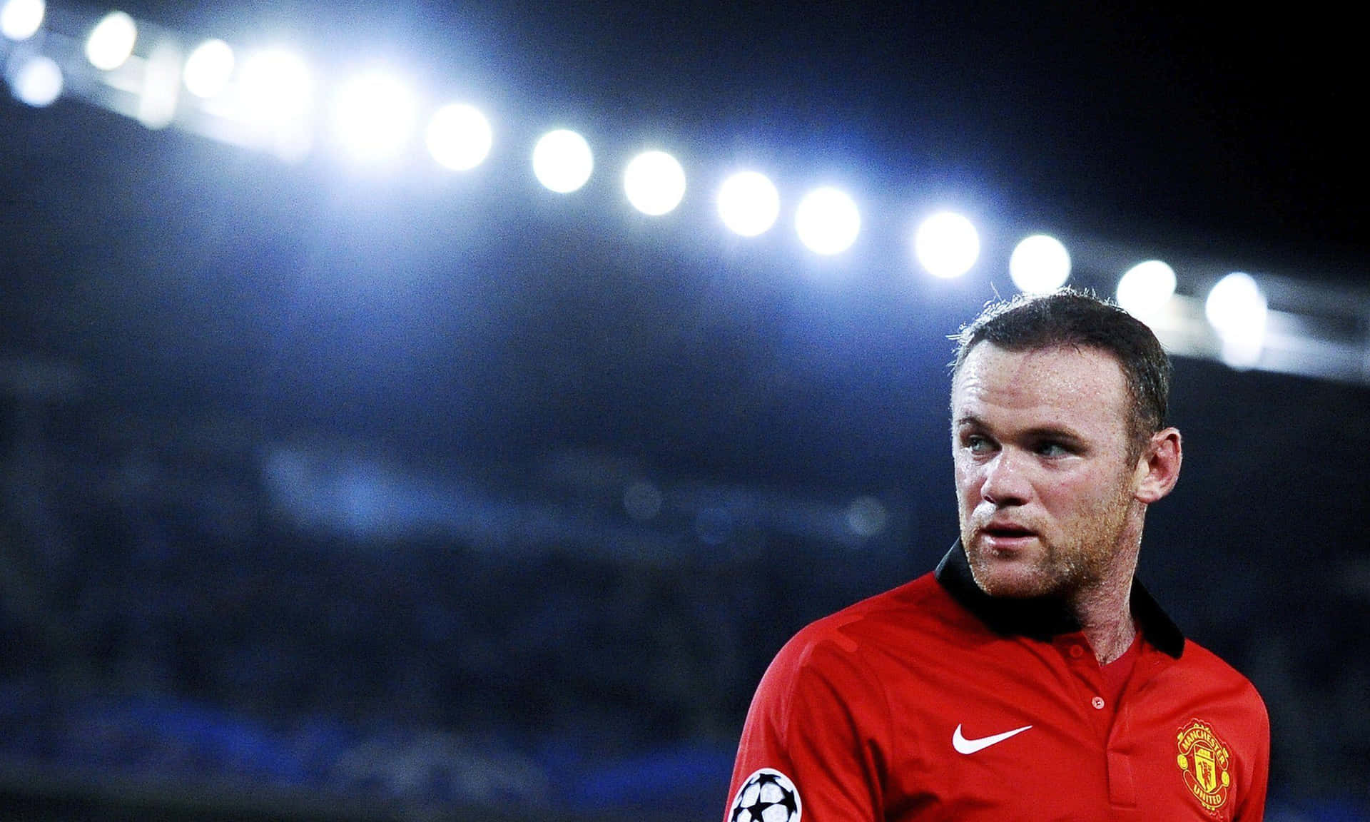 Wayne Rooney With Stadium Lights Picture