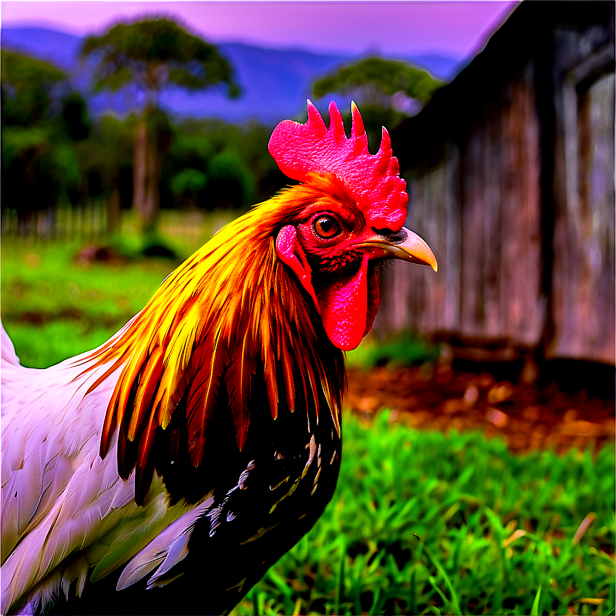 Rooster In Farm Setting Png 05242024 PNG
