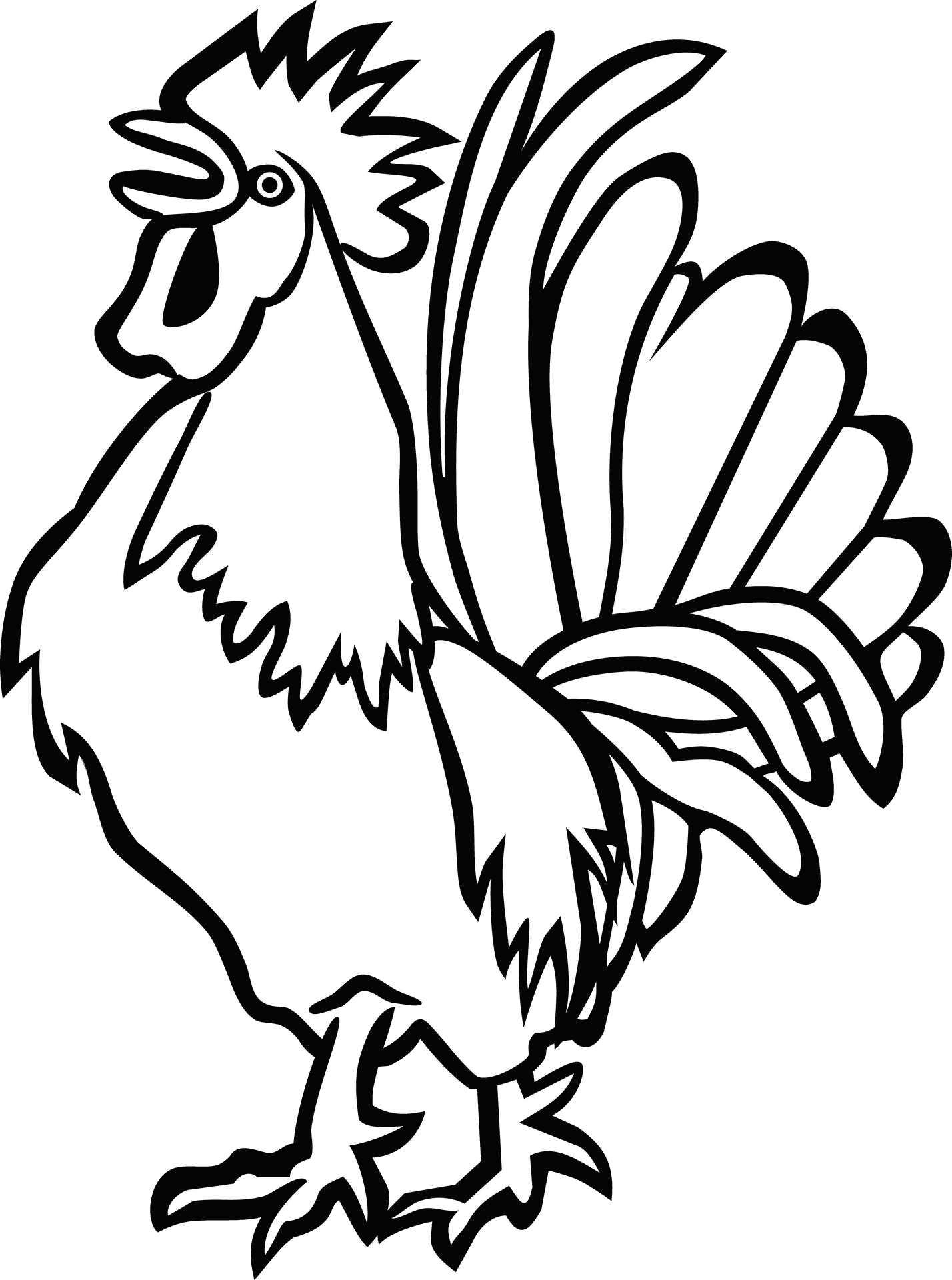 Rooster Outline Vector Illustration PNG