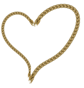 Rope Heart Shapeon Black Background PNG