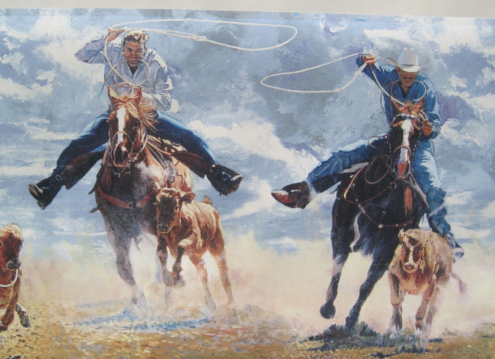 Uncowboy Mette A Segno I Vitelli In Un Ranch