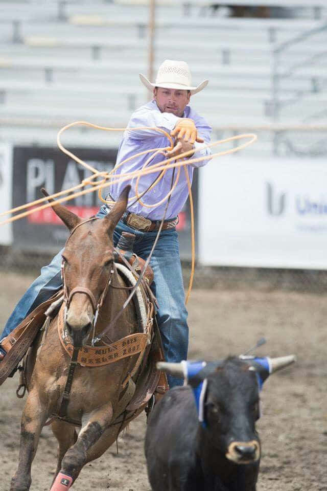 Cowboy perfecting his roping technique