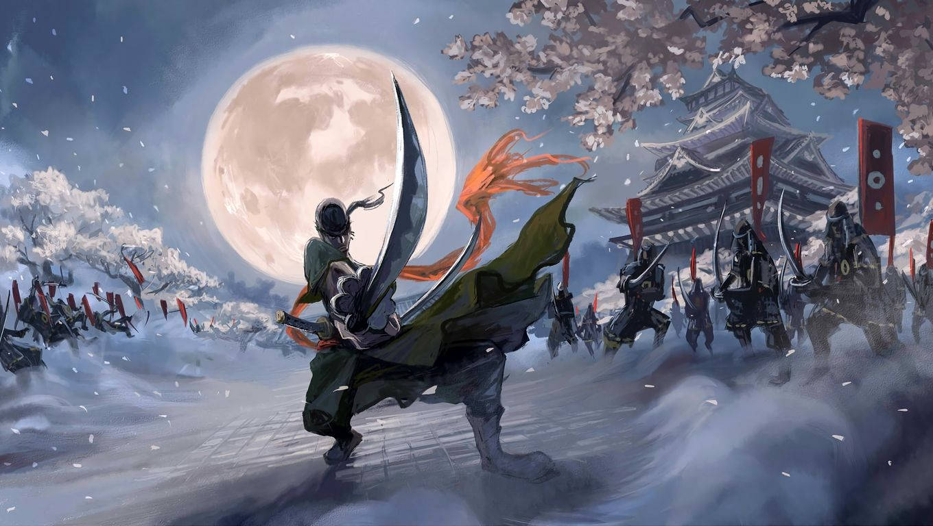 Zoro Battles Three Samurais Wallpaper