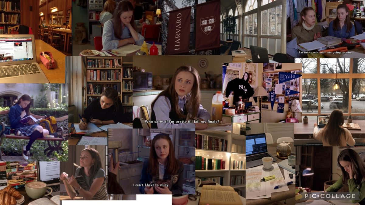 Rory Gilmore Studious Aesthetic Collage Wallpaper