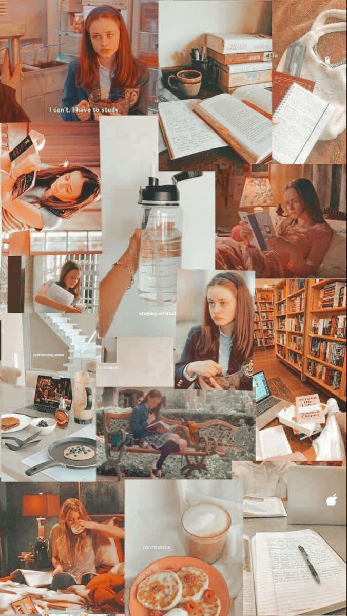 Rory Gilmore Study Aesthetic Collage Wallpaper