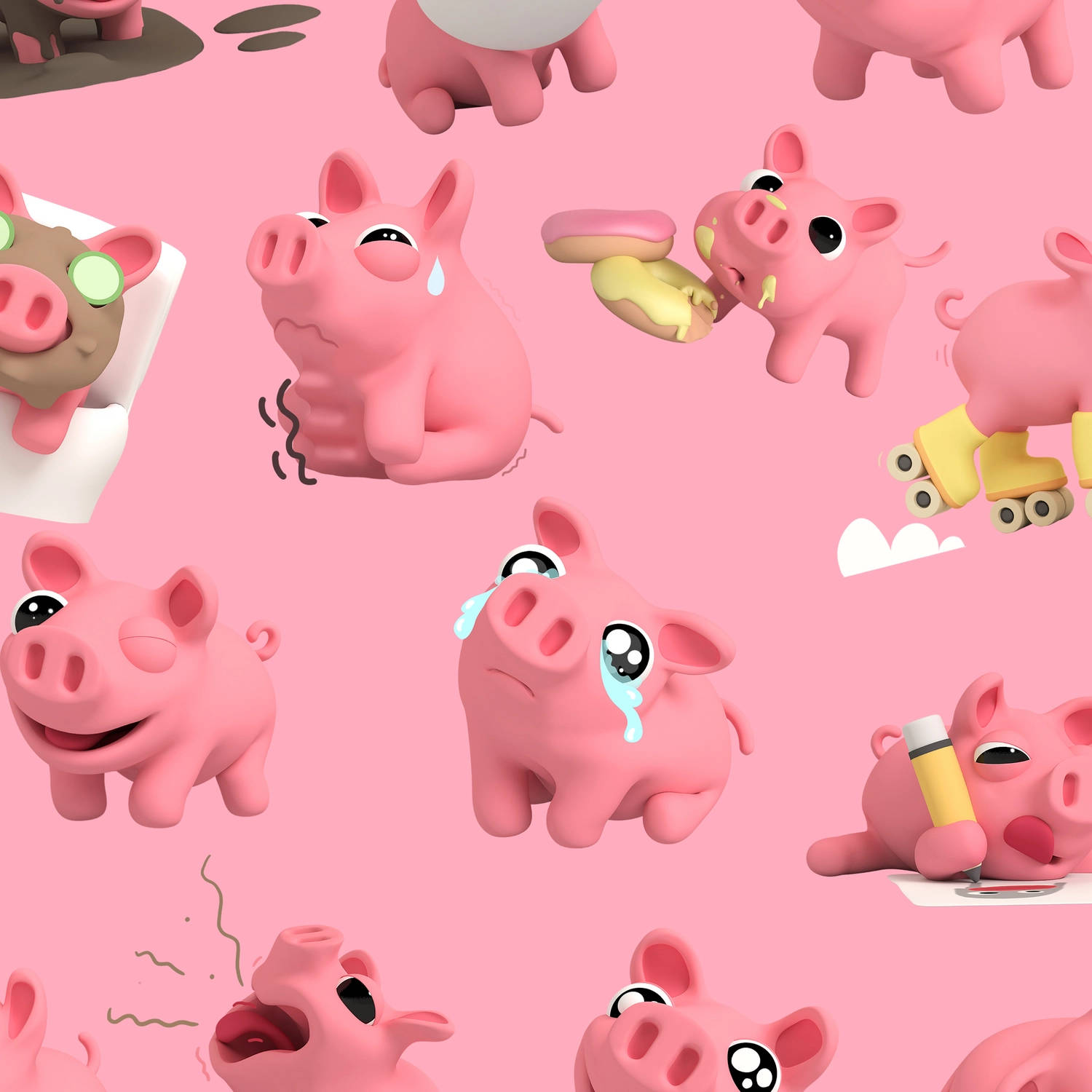 Rosa Cute Pig Background