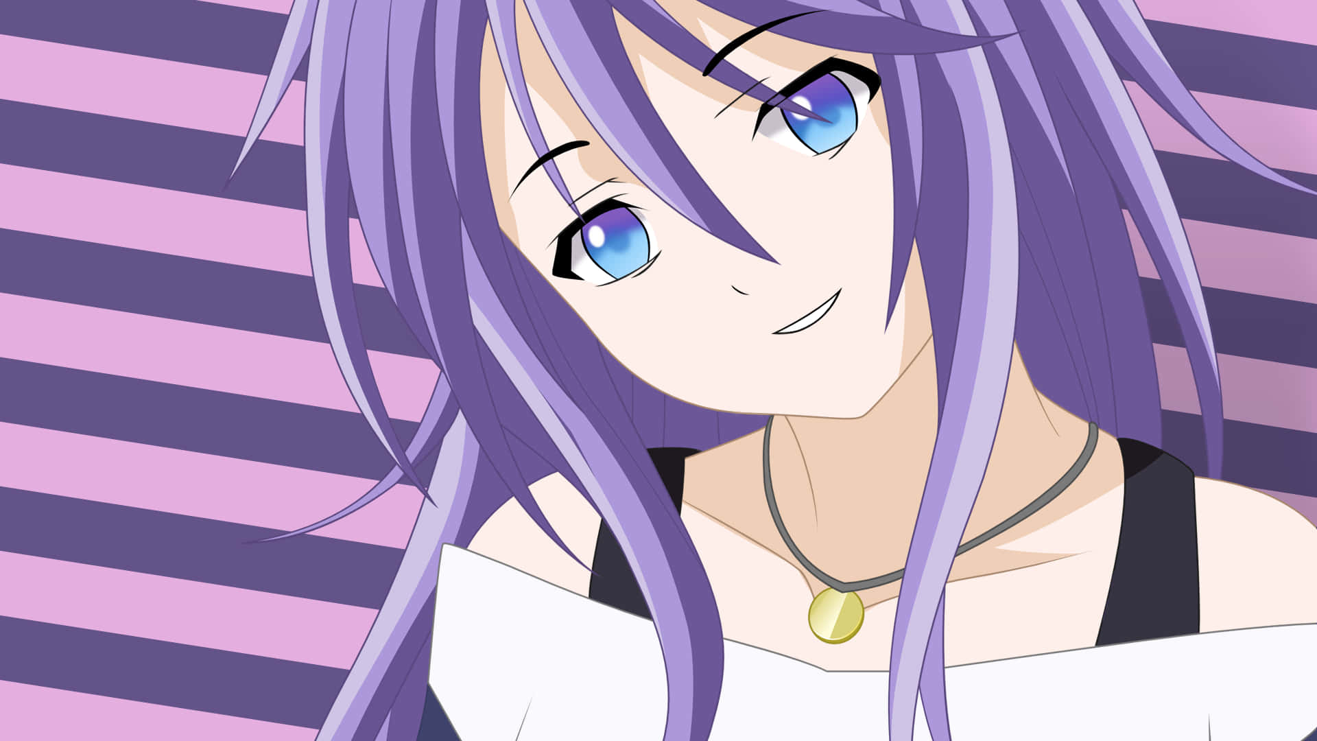 A Girl With Purple Hair And Blue Eyes Wallpaper