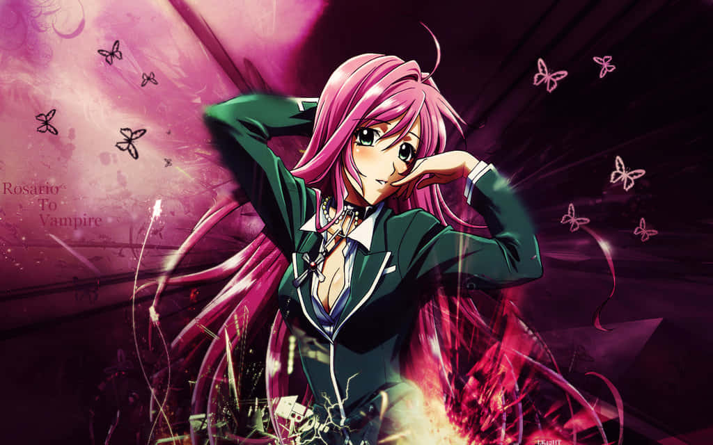 "[Character] Takes on a Challenge in Rosario Vampire Wallpaper