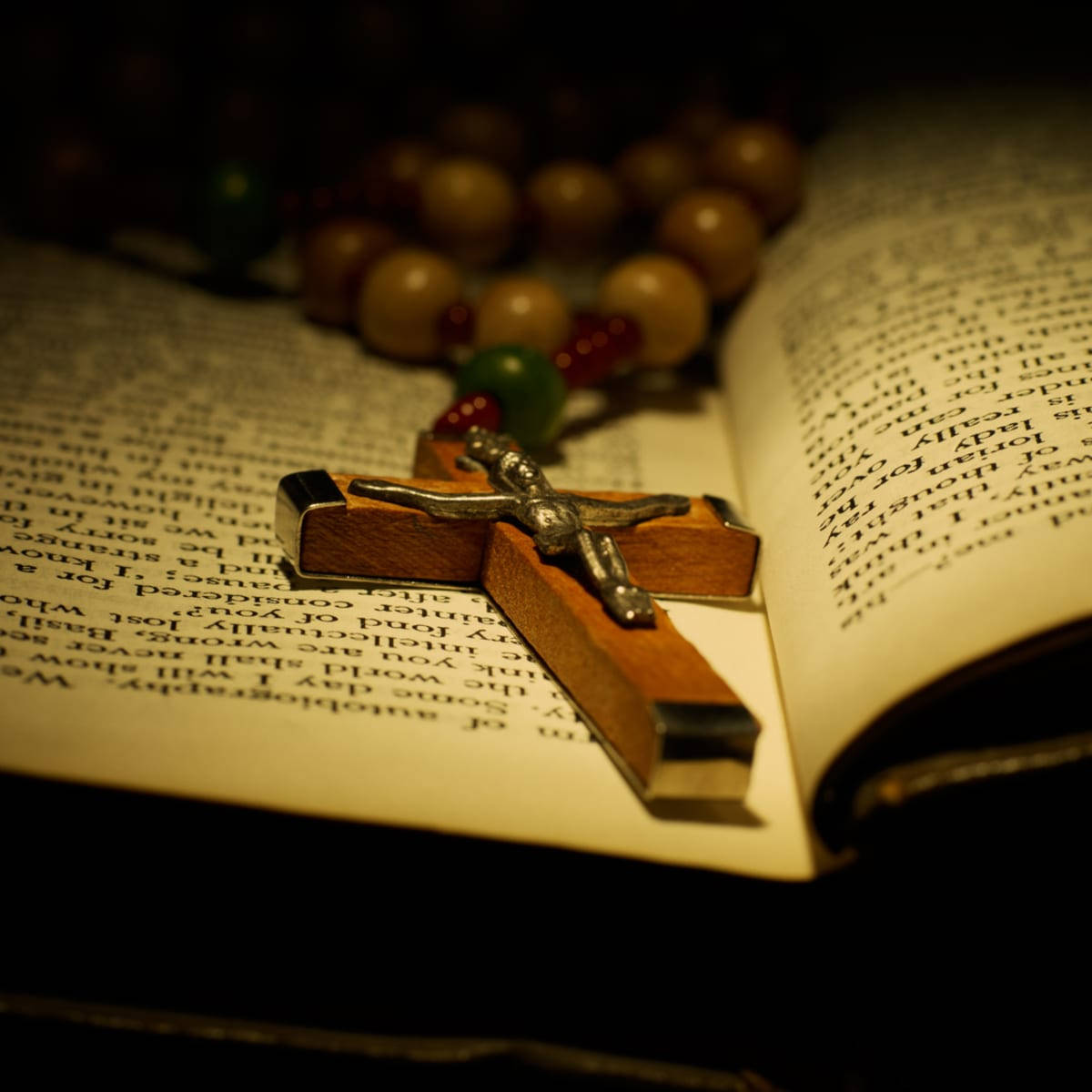 Rosary And The Bible In The Christianity Background