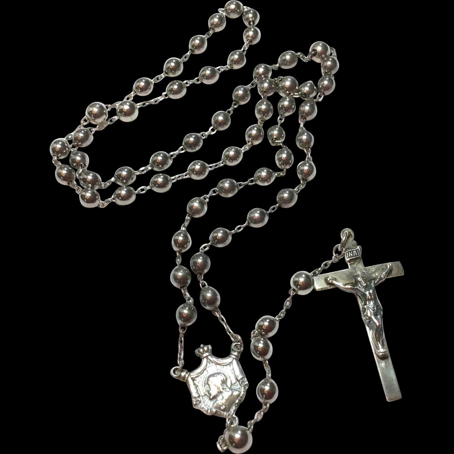 Curled Silver Rosary Picture