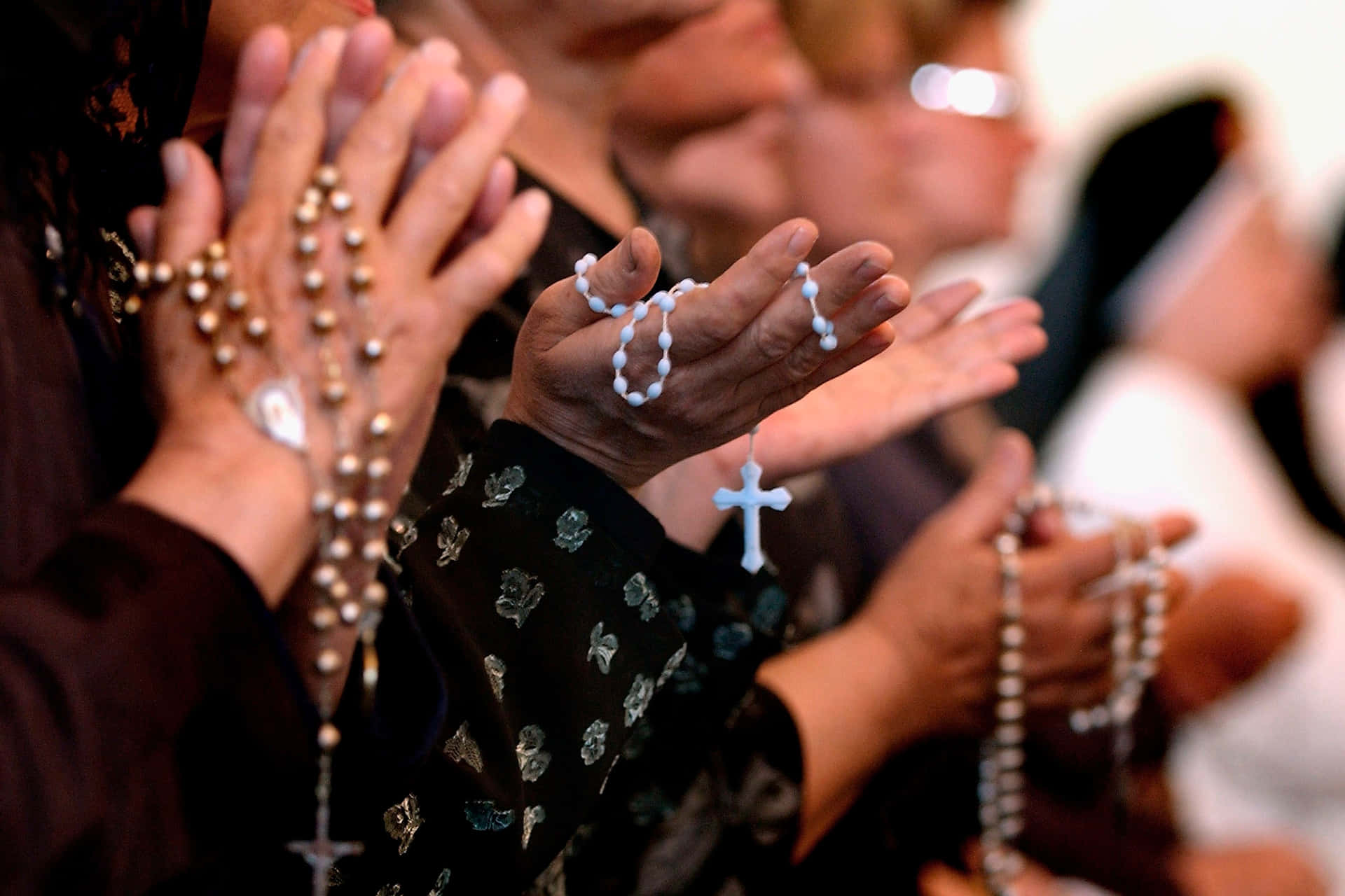 Close-up View of Beautiful Rosary Beads