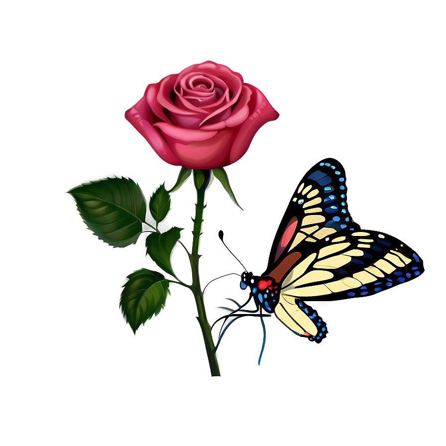 Rose And Butterfly Clipart Png Glv1 PNG