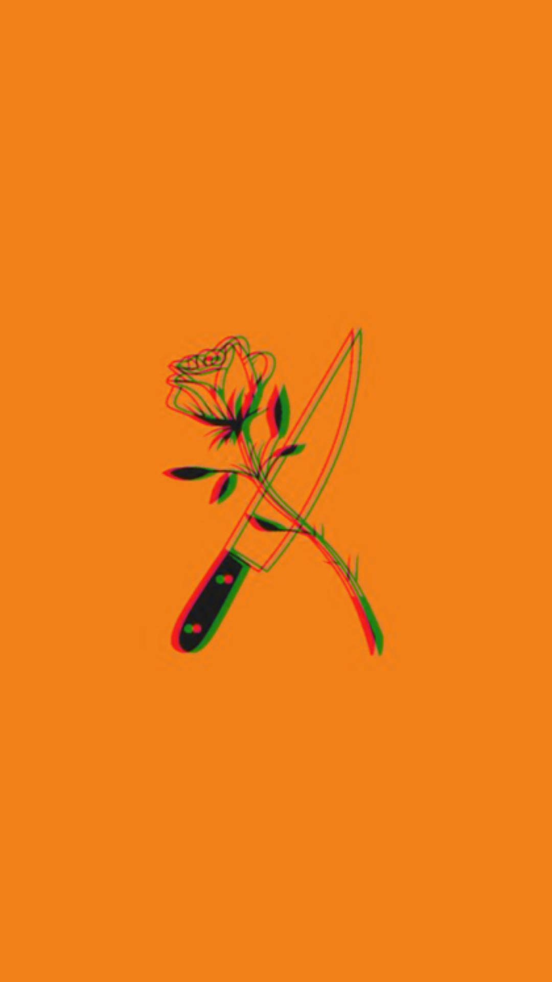 Rose And Knife Orange Phone Wallpaper