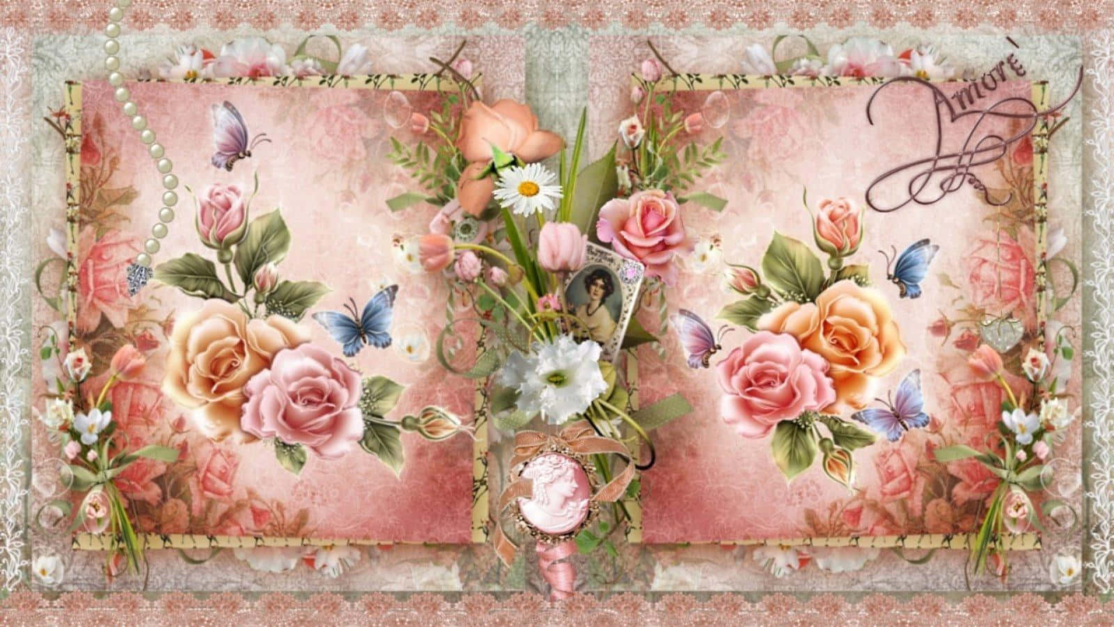 Vibrant Rose Art on Canvas Wallpaper