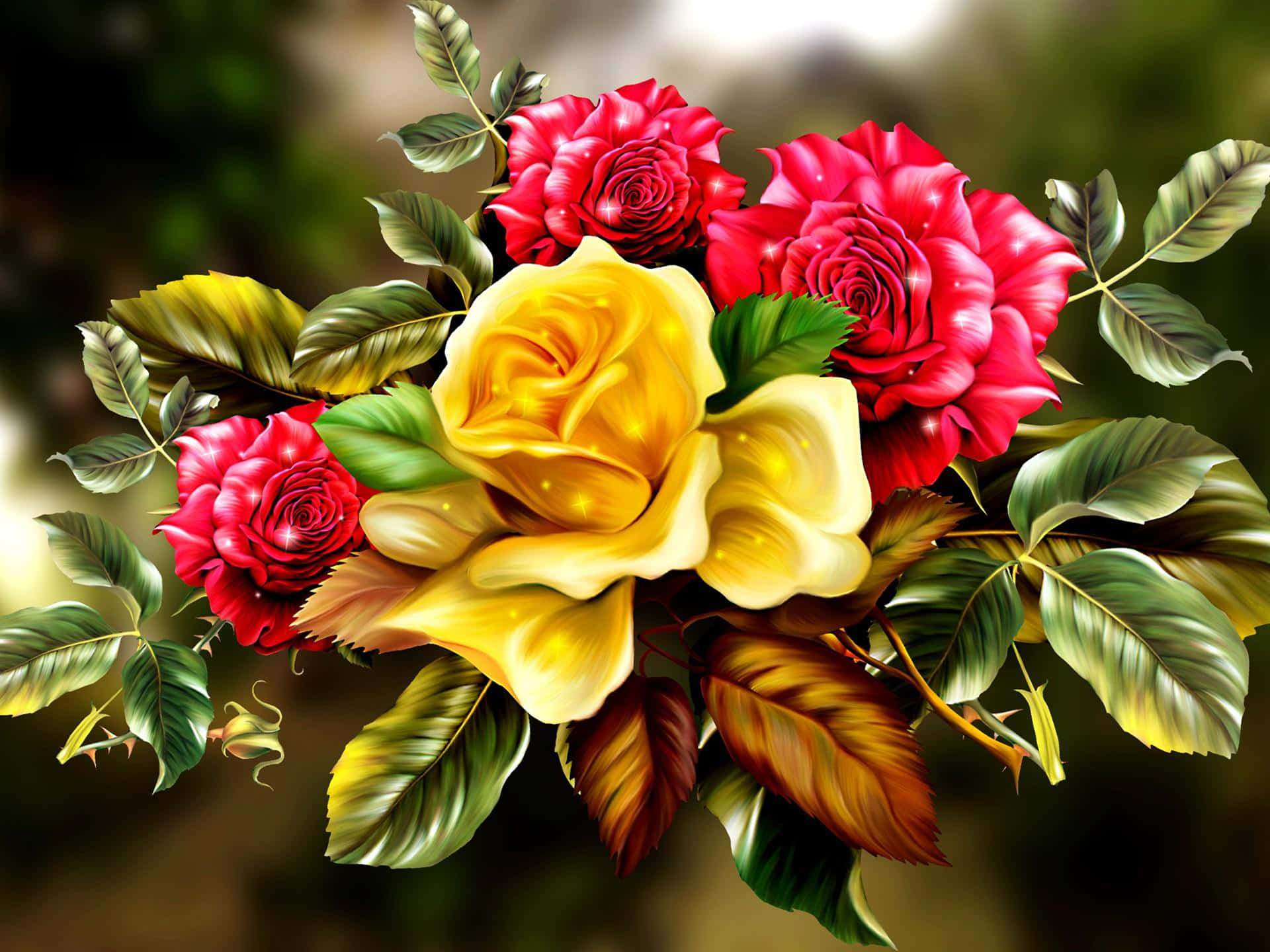 Impresionanteobra De Arte De Una Rosa Floreciente. Fondo de pantalla
