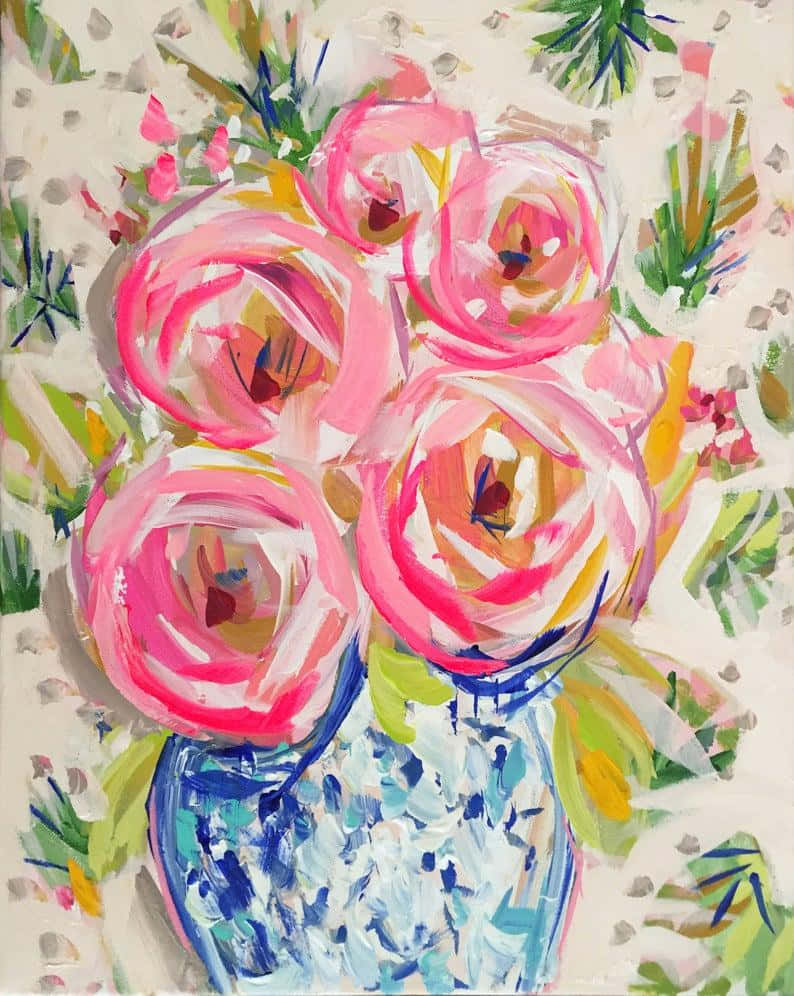 Unaexpresión Floreciente De Amor - Papel Pintado De Arte De Rosas Fondo de pantalla