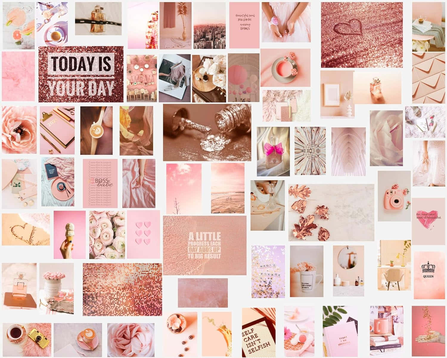 Rose Gold Aesthetic Collage Wallpaper