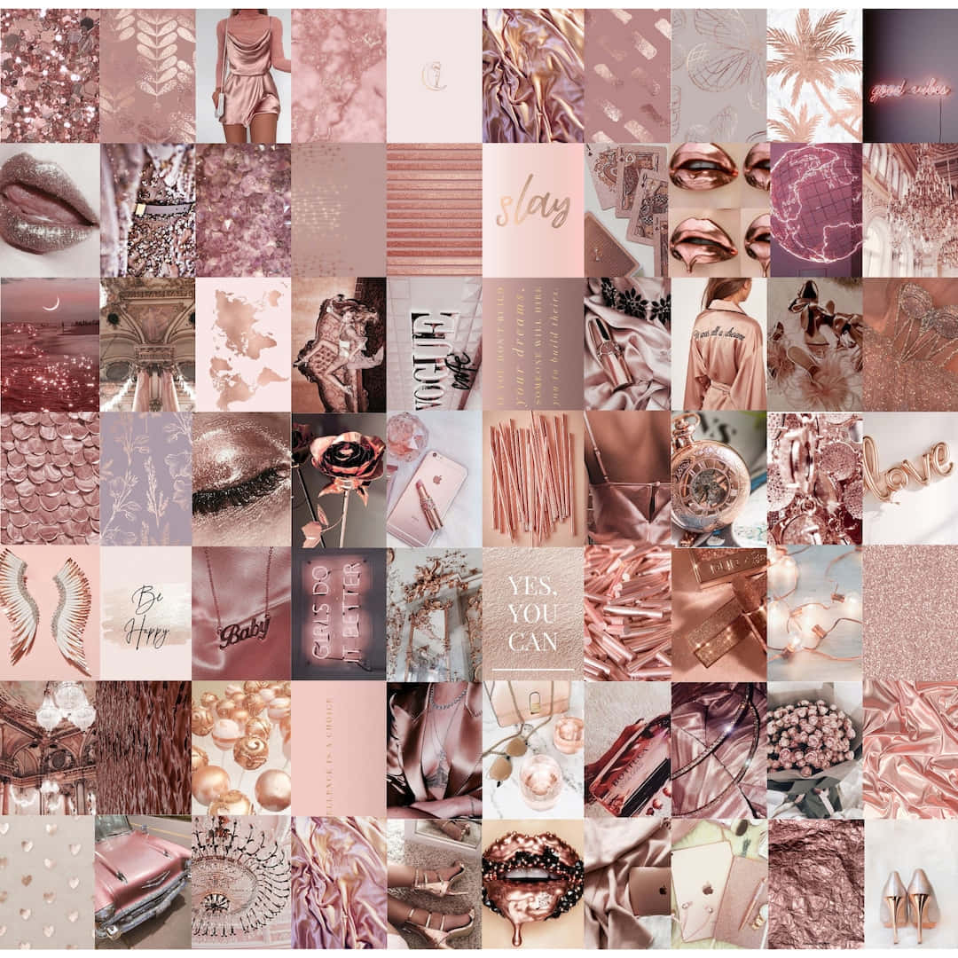 Rose Gold Aesthetic Collage Wallpaper Wallpaper