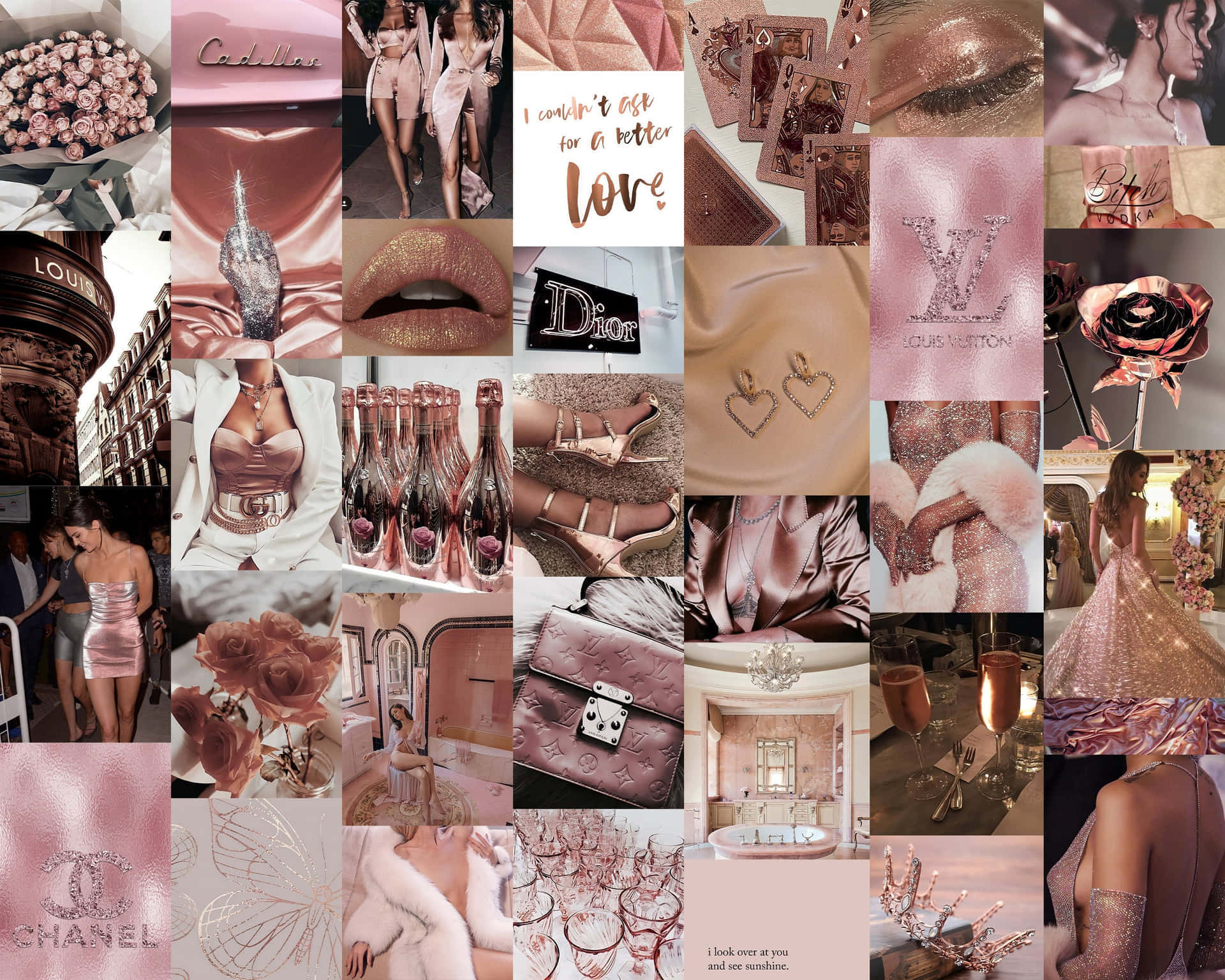 Rose Gold Aesthetic Collage Wallpaper