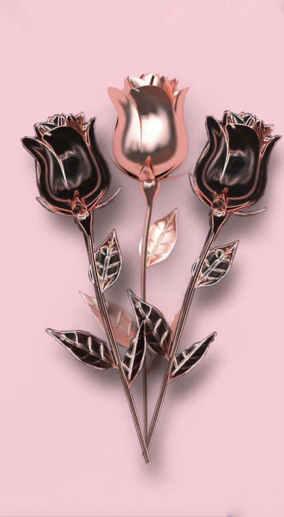 Skille sig ud med rosaguld og sort floral tapet Wallpaper