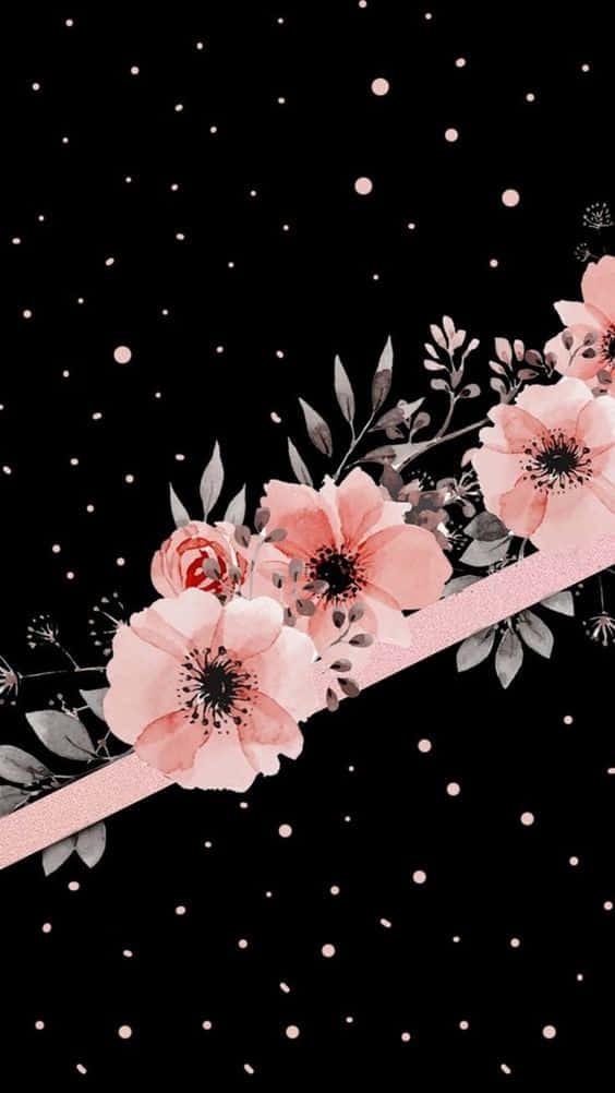 Starry Floral Rose Gold And Black Wallpaper