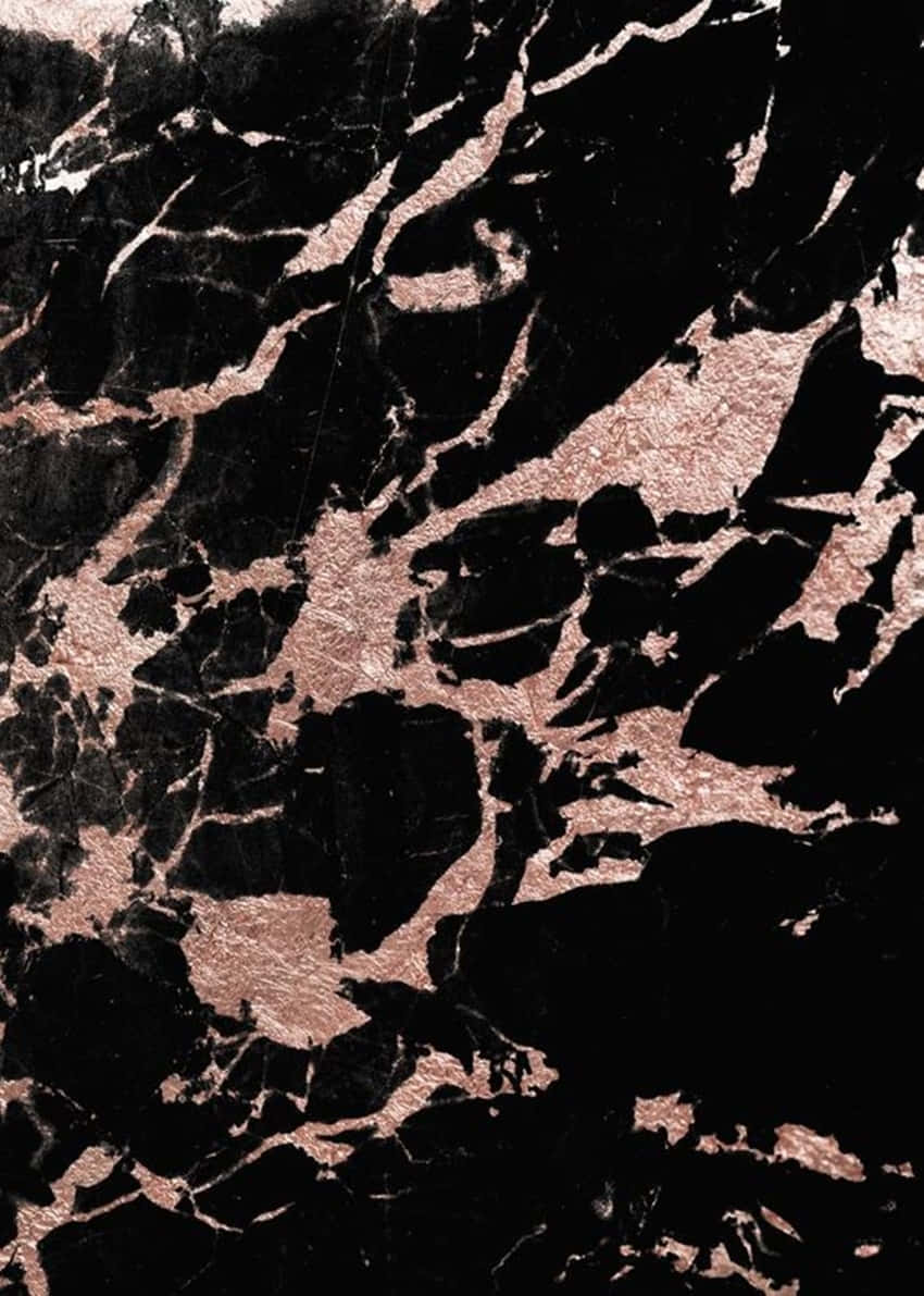 Rose Gold And Black Marble Wallpaper