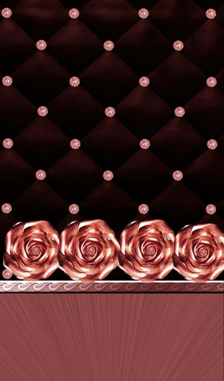 Rosascolor Oro Rosa Y Rosas Negras Sobre Cojines. Fondo de pantalla