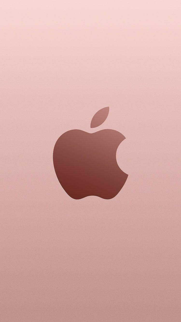 Rosaguldfärgad Apple-logga Till Iphone Se. Wallpaper