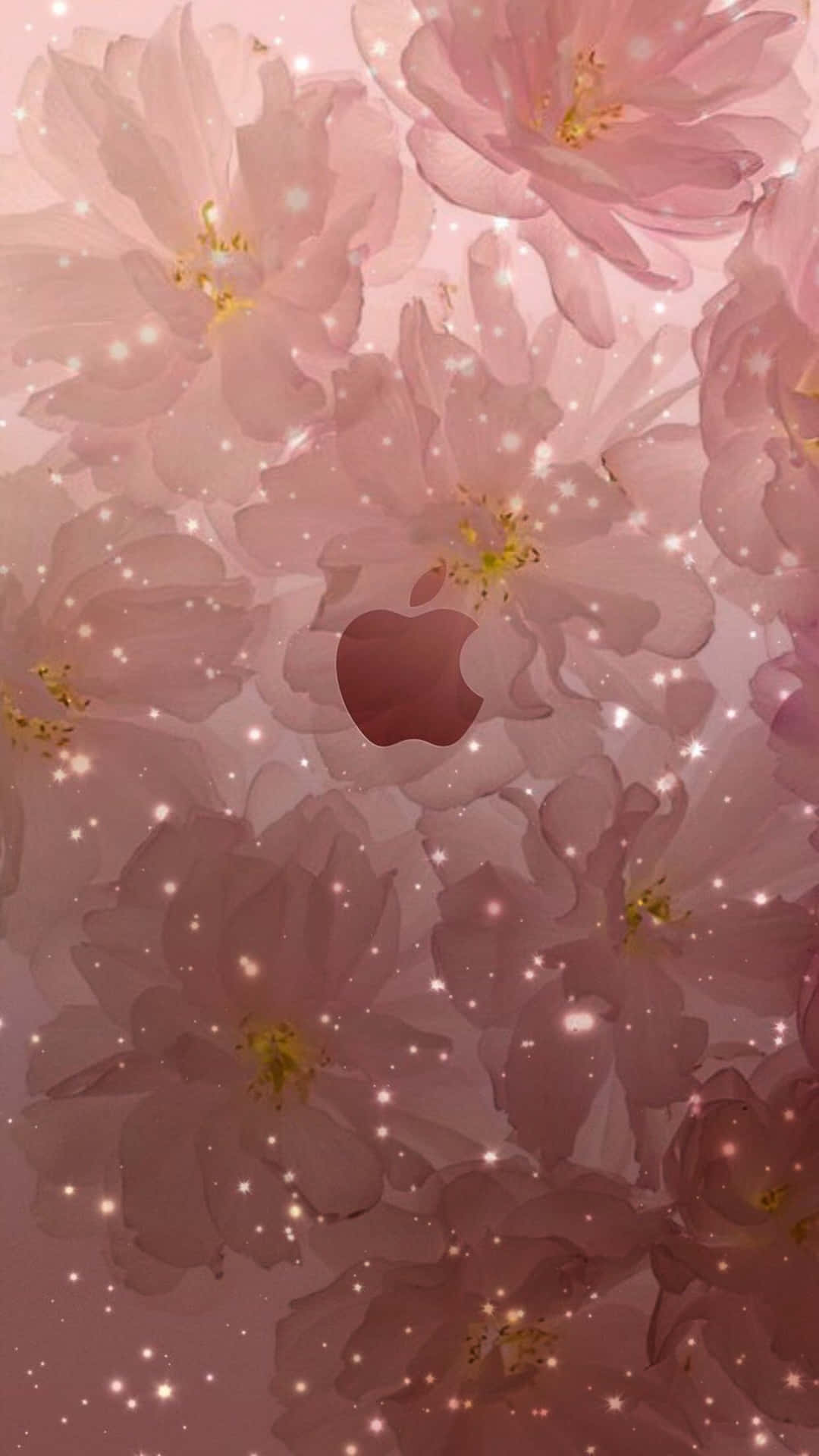 Manzanarosada Con Adornos Florales En Tono Oro Rosa. Fondo de pantalla
