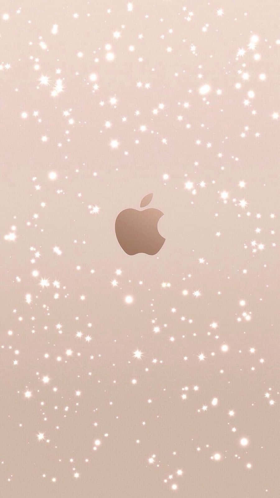 Hvid Glitrende Design Rose Guld Apple Logo Wallpaper
