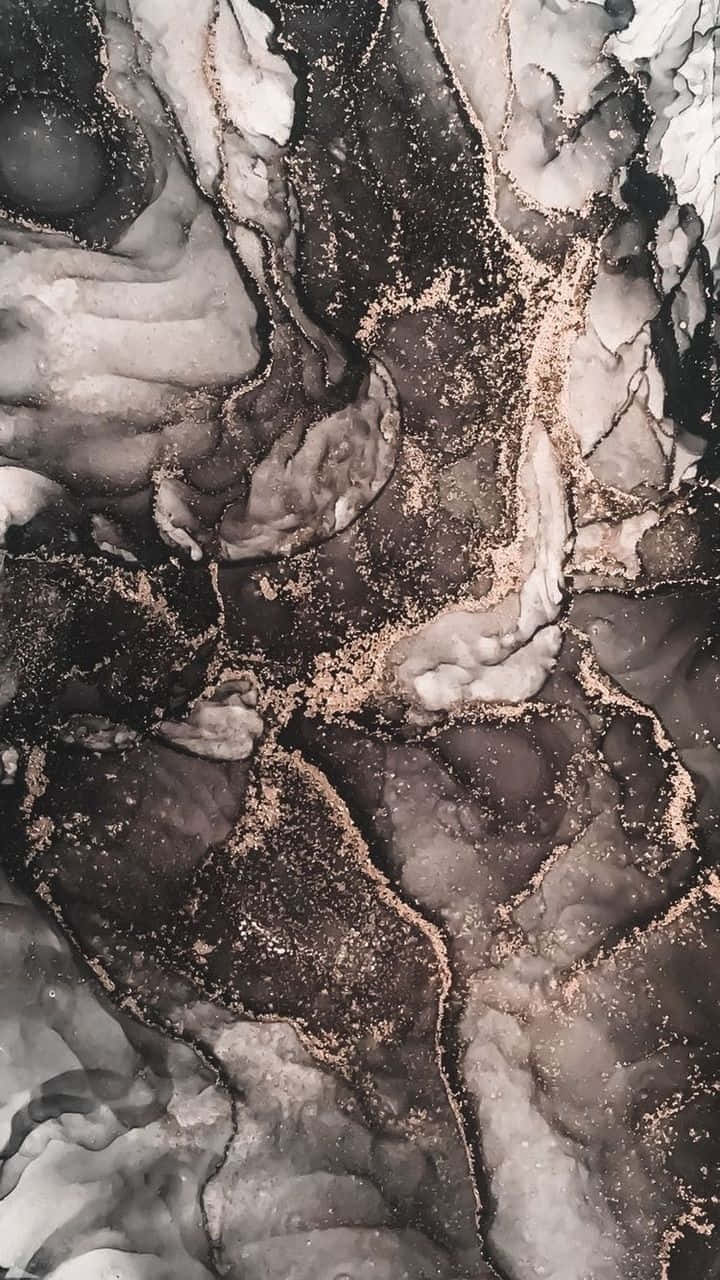 Rose Gold Black Marble Swirl Wallpaper