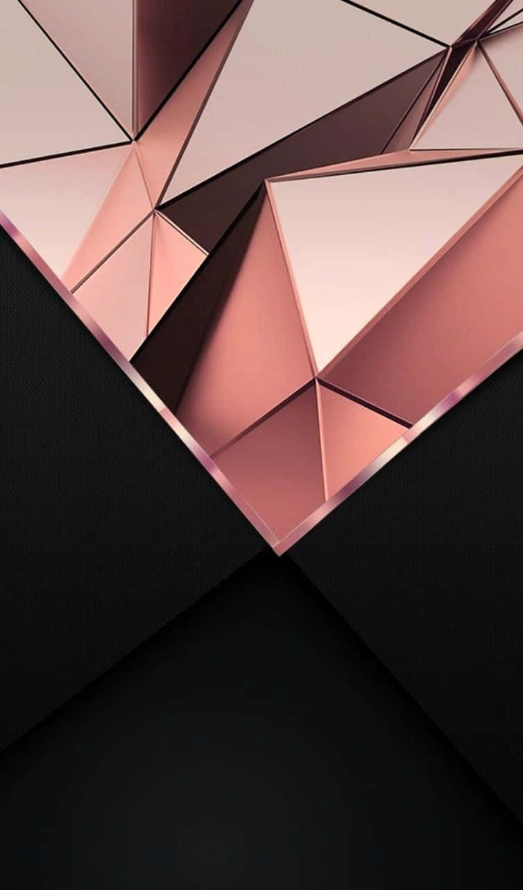 Rose Gold Black Marble Geometric Folds Wallpaper
