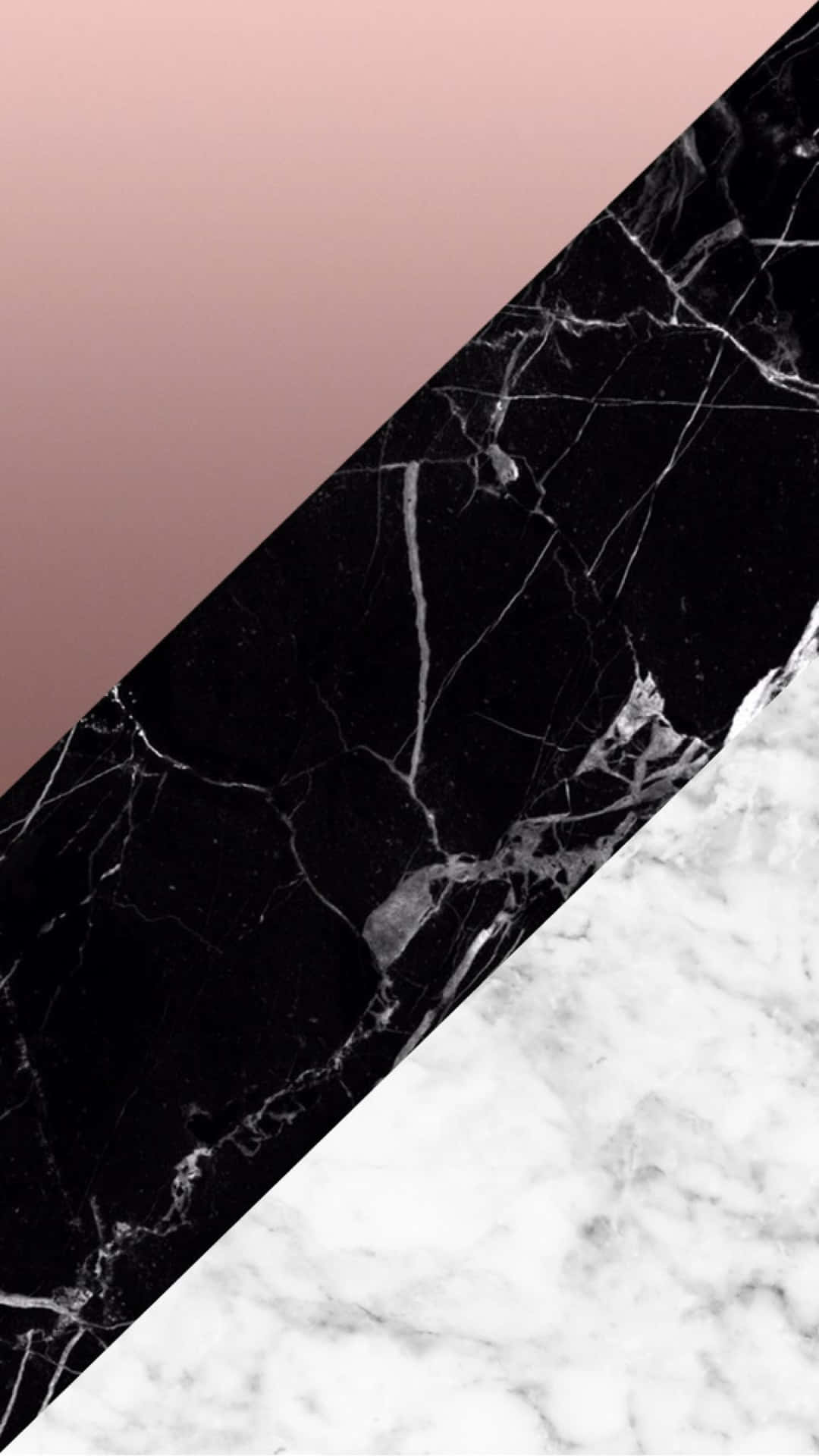 A striking presentation of rose gold and black marble Wallpaper
