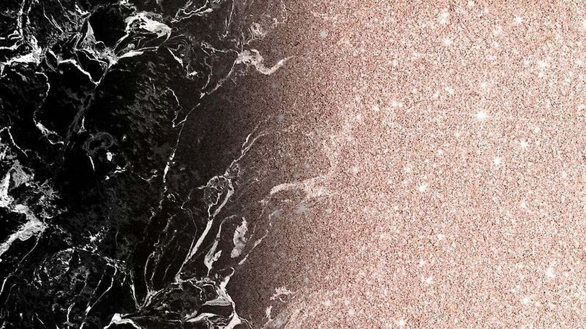 Gleaming Rose Gold Veins on a Black Marble Background Wallpaper