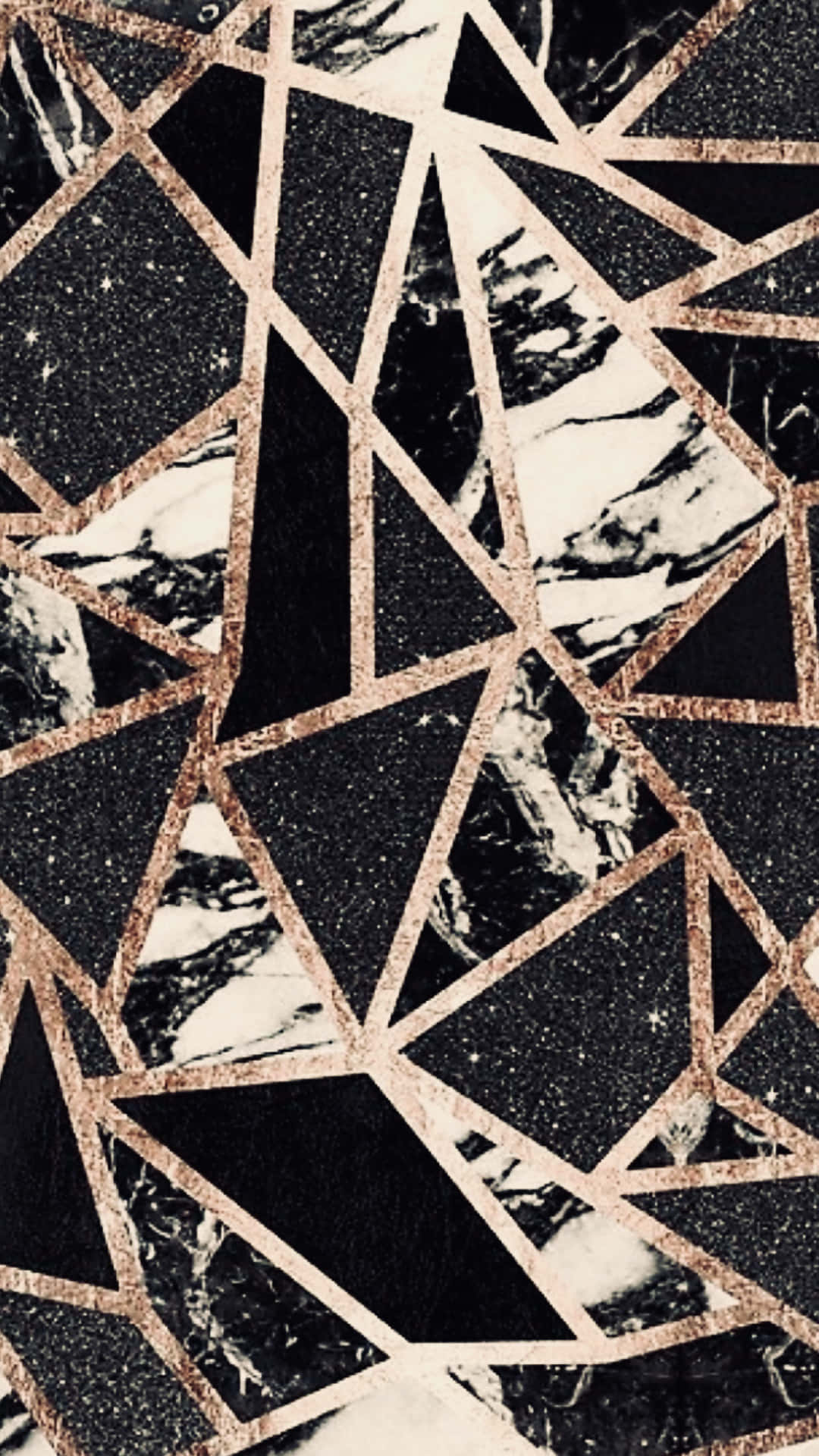 Rose Gold Black Marble Triangles Wallpaper
