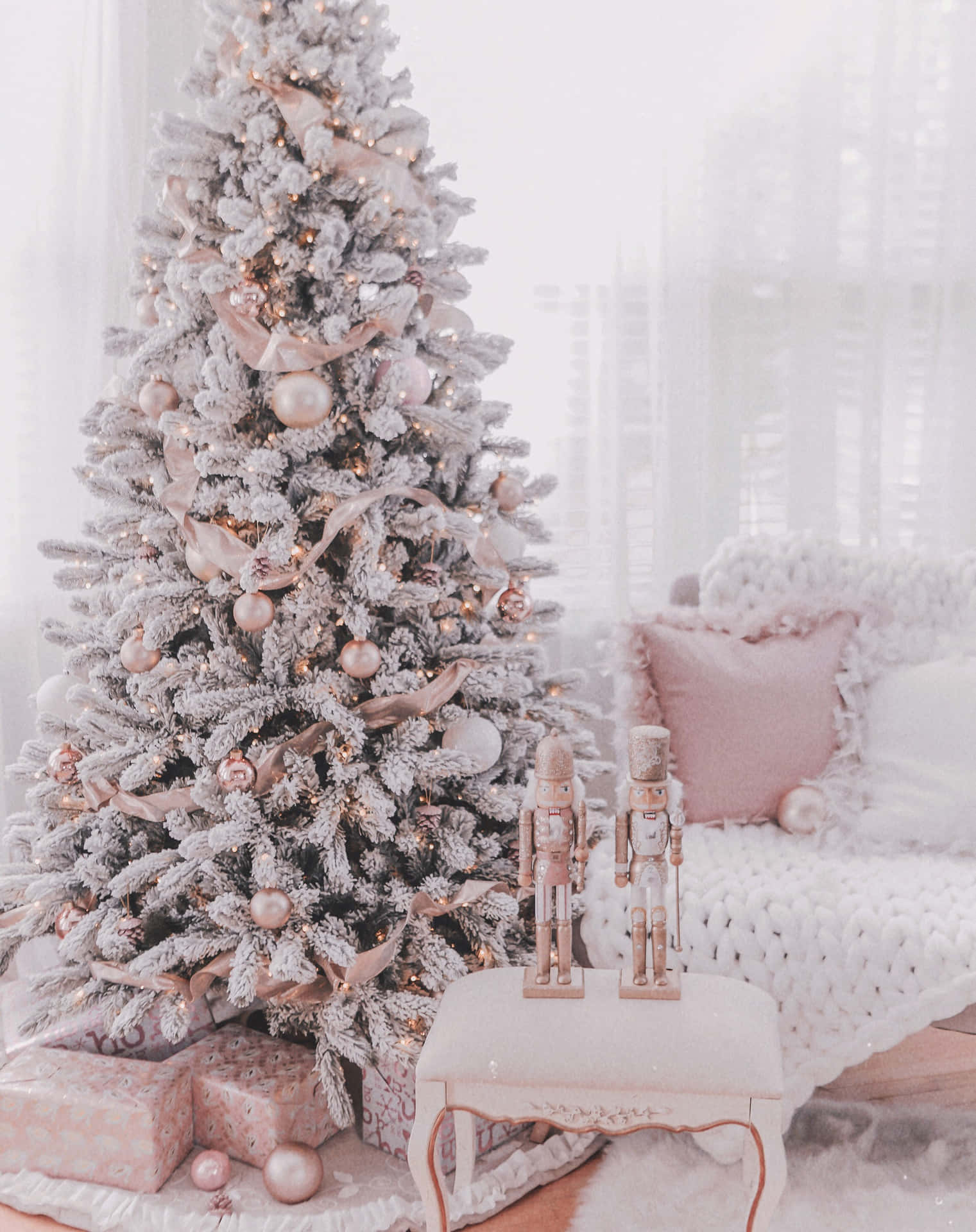 Premium Photo  Golden christmas decoration on pink background with copy  space