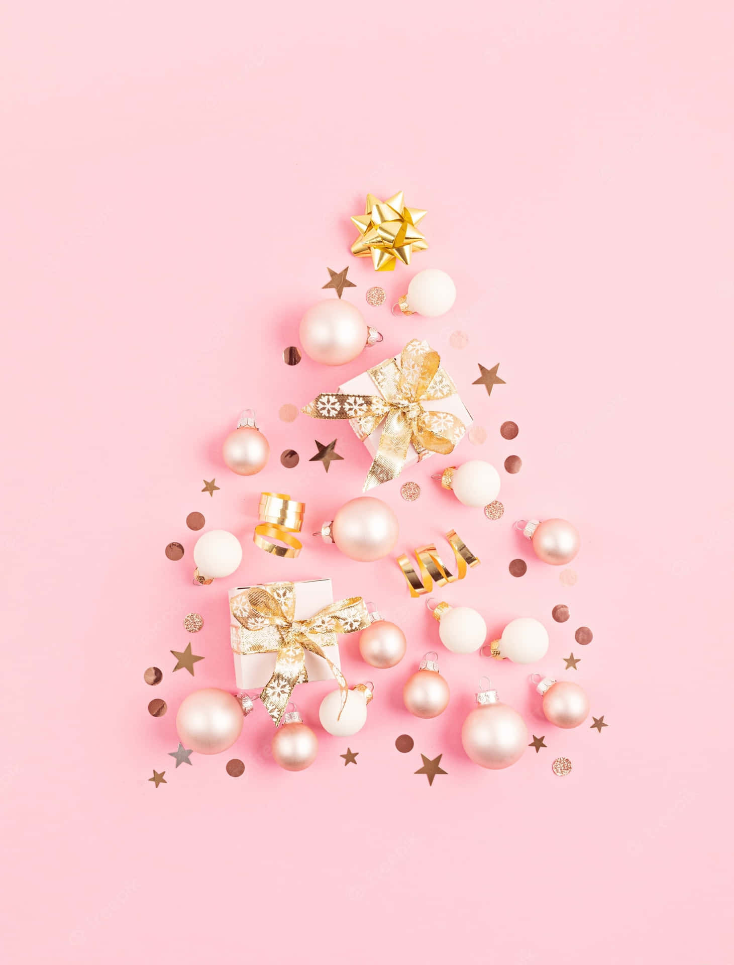 Árbolde Navidad En Color Oro Rosa Fondo de pantalla