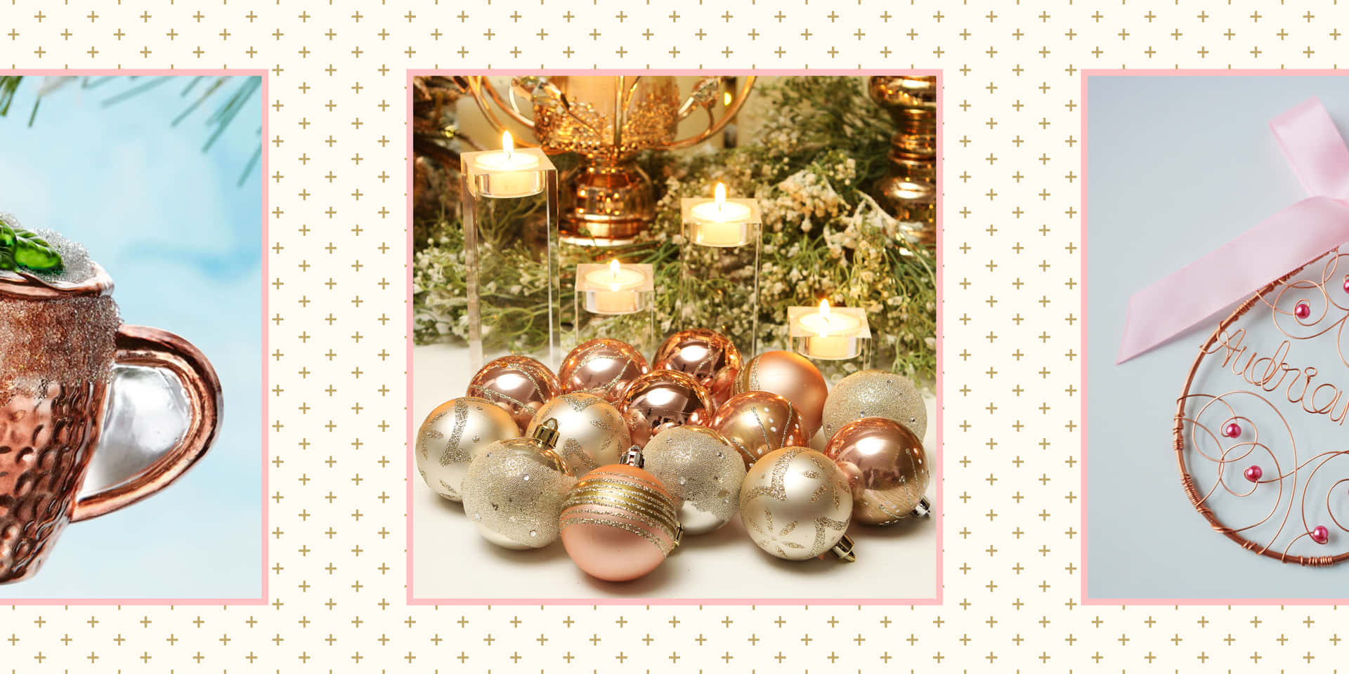 Celebrate the holiday season in style with a classic rose gold Christmas. Wallpaper
