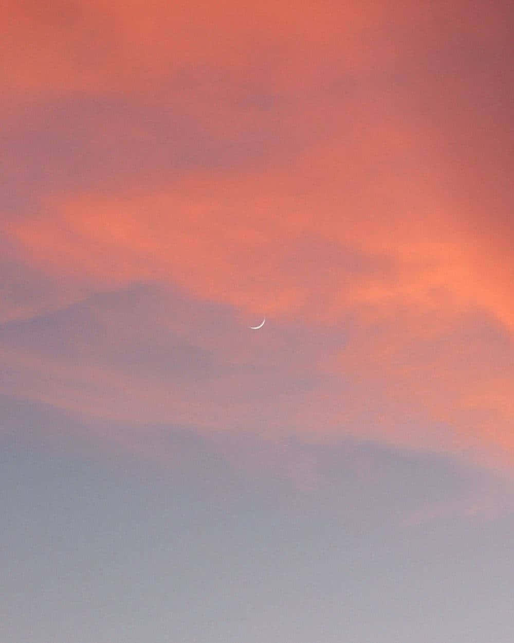Rose Gold Crescent Moon Sky Wallpaper