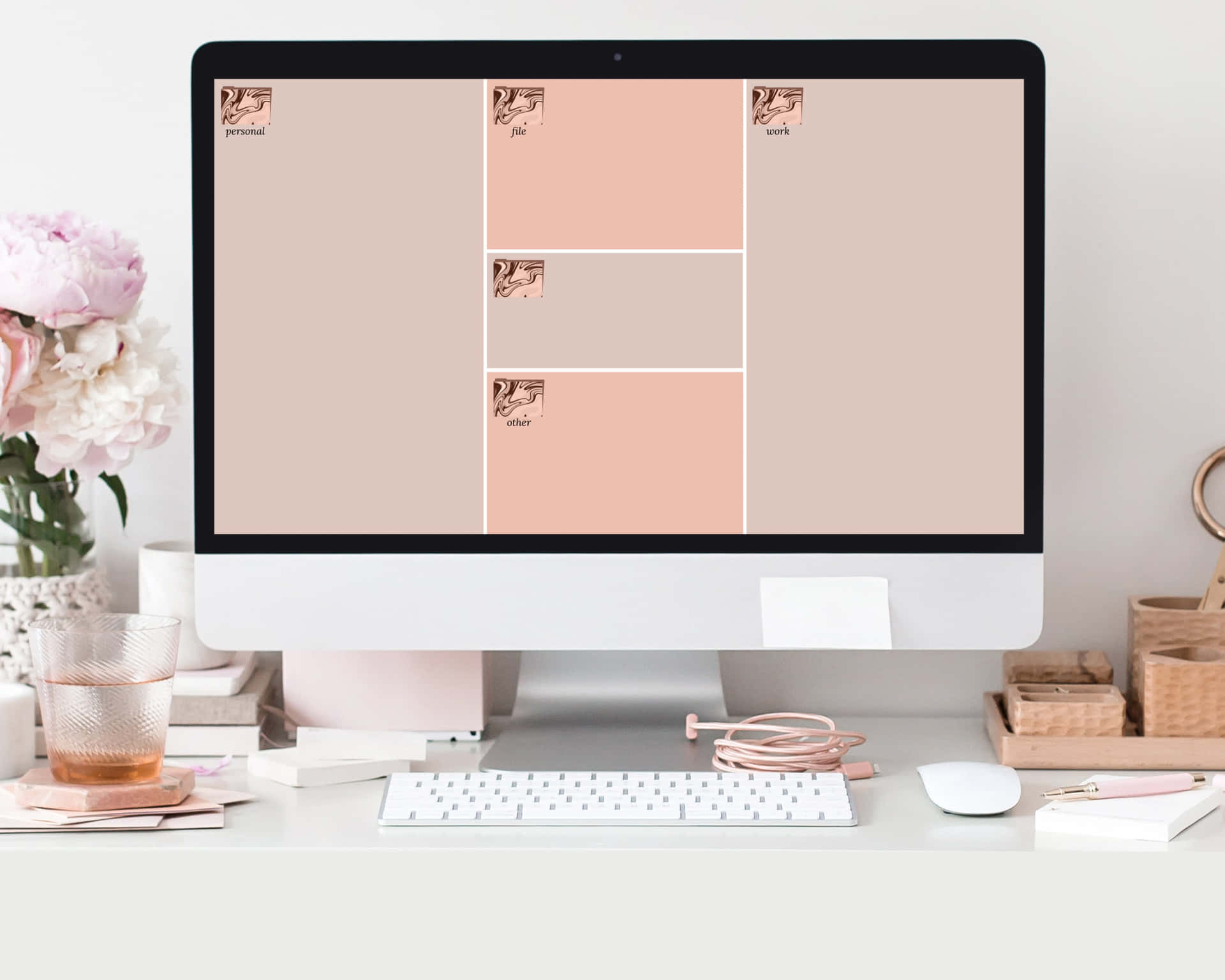 Fået Stilfuldt Look: Desktop-baggrund I Rose Guld Wallpaper